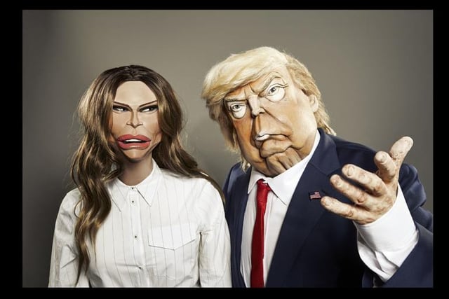 Melania Trump and US President Donald Trump in puppet form (Pic: Avalon/Mark Harrison/PA