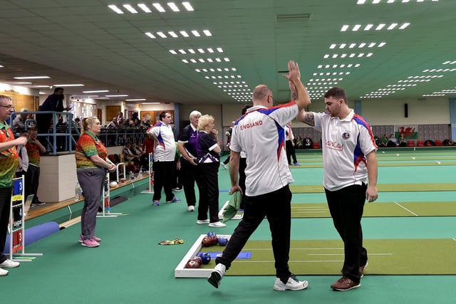 England success at the British Isles short mat bowls competition at Scarborough Bowls Centre.

Photo by Richard Ponter