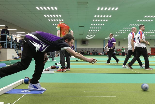 Scotland in action at British Isles short mat bowls competition at Scarborough Bowls Centre.

Photo by Richard Ponter