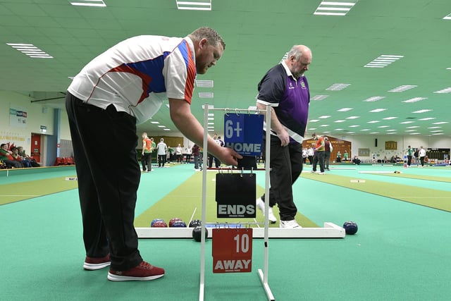 England and Scotland battle it out at the British Isles Short Bowls Championship at Scarborough Indoor Bowls Centre