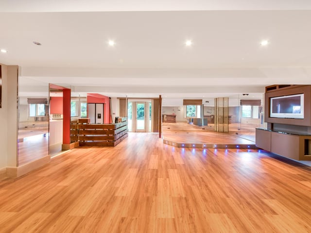The stunning entertainment room on the lower ground floor could lend itself to many uses.