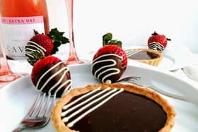 Chocolate and strawberry tartlets