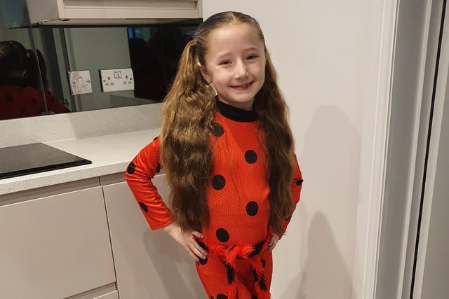 Sofia Spalding (aged 7) dressed up as the character Ladybug