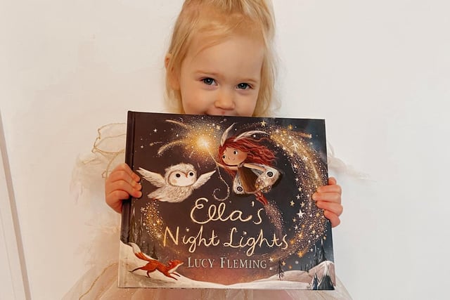 Ella (aged two) dressed up as Ella from her favourite book Ella’s Night Lights