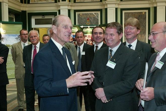 The Duke of Edinburgh meeting leading local business figures back in 2004.