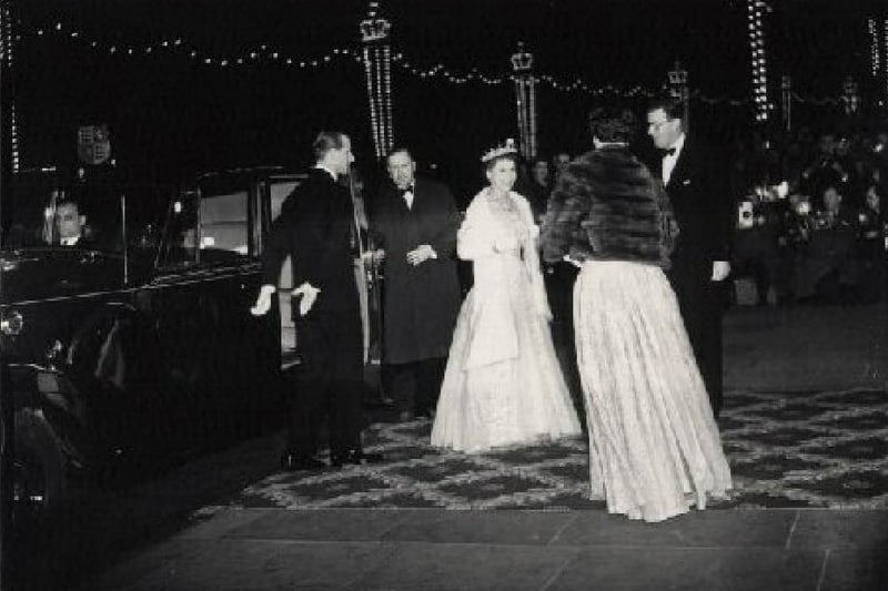 The Queen visits Blackpool Winter Gardens for the Royal Performance in 1955