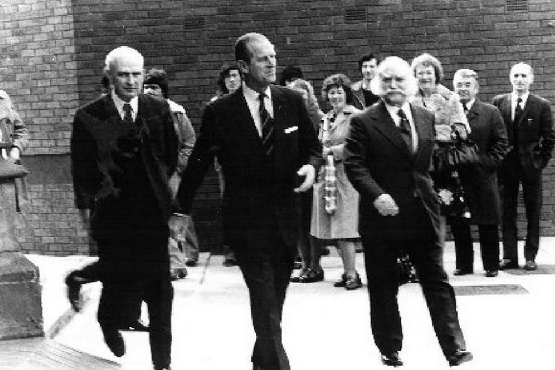 Duke of Edinburgh, Prince Philip, at the opening of the new library at Preston Polytechnic, now the University of Central Lancashire, in 1979