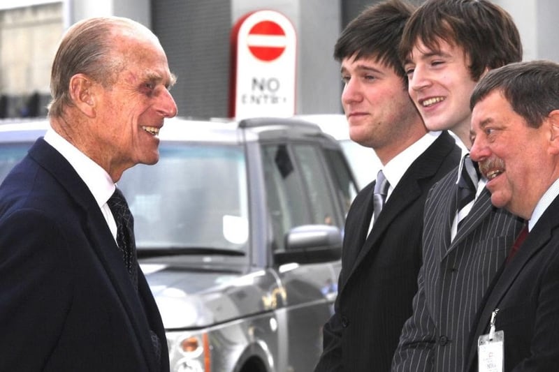 Prince Philip talks to some of the Heinz staff