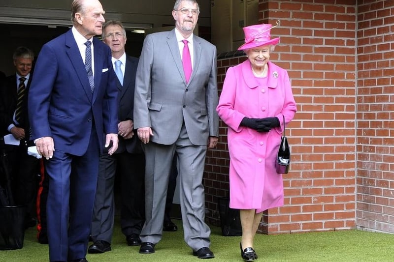 The Queen and Prince Philip visit Heinz in Kitt Green with the then Council Leader Lord Peter Smith