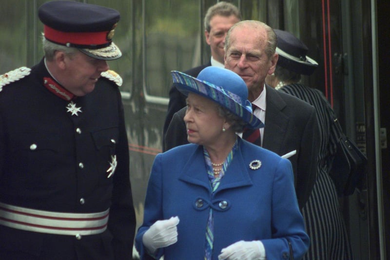 The Queen and Prince Philip in Morecambe in 1999 to unveil the Eric Morecambe statue.