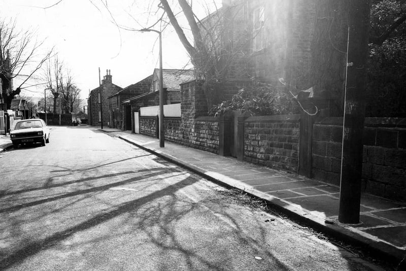 A view looking east along Claremont Road towards Grove Road in January 1980.