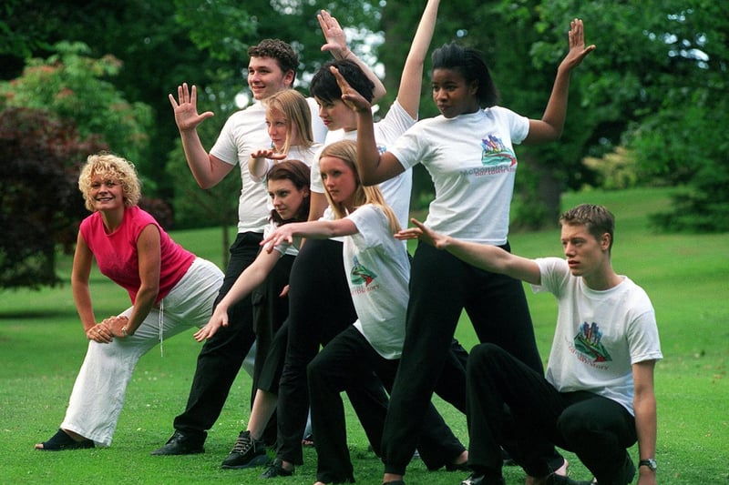 Actress Glenda McKay (left) and performing pupils from Intake High School launched a Millennium Dome project at Harewood House.