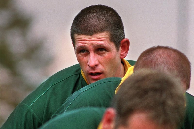 Bramley Phoenix flanker Steve Brayshaw awaits a line out in their game against Heath RU in September 1999.