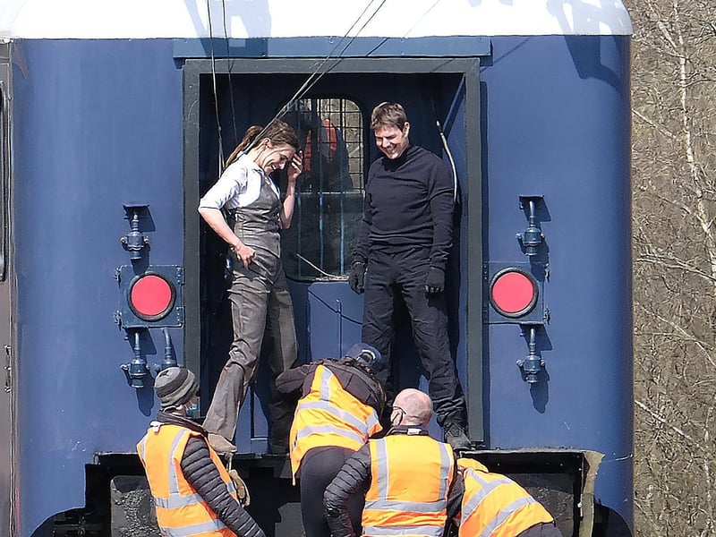 Sharing a joke during filming