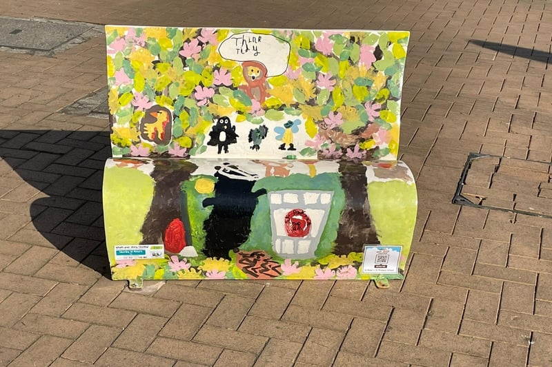 Pete the Badger makes an appearance from the book Tidy, thanks to the pupils from St Peter’s CE Primary School. Find the bench at the corner of Market Street and St Thomas' Road.