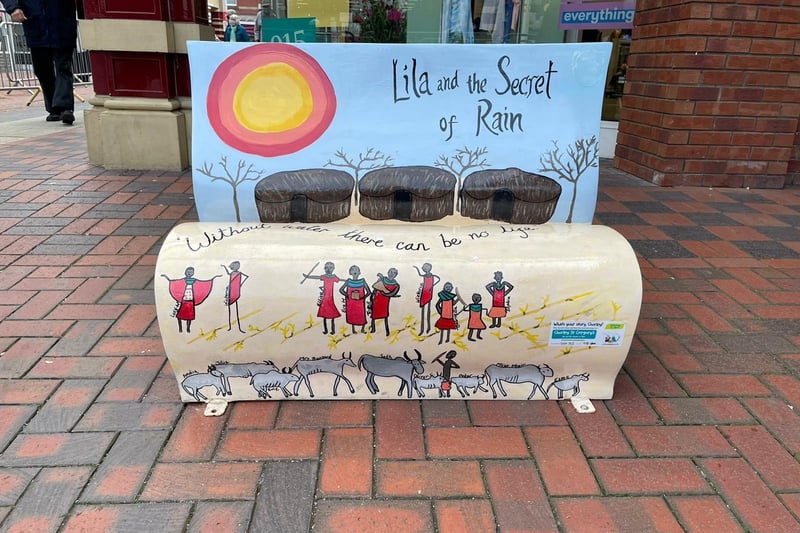 The captivating story of Lila's Kenyan village is imagined by pupils of  St Gregory’s Catholic Primary School. Find the bench on Market Walk.