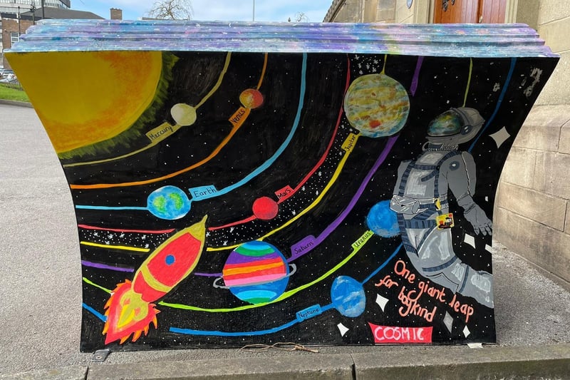This is truly a Cosmic piece of artwork created by St George’s CE Primary School pupils and can be found outside St Laurence’s Church.