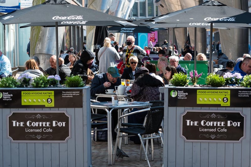 The outdoor area at The Coffee Pot cafe was a popular destination for residents on April 12. The Birley Street cafe is open 9am until 5pm daily.