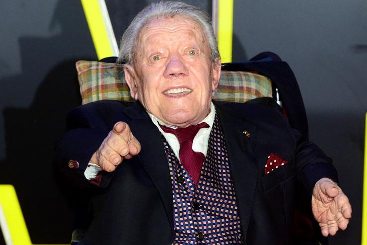 Kenny Baker attending the Star Wars: The Force Awakens European Premiere held in Leicester Square, London in 2015