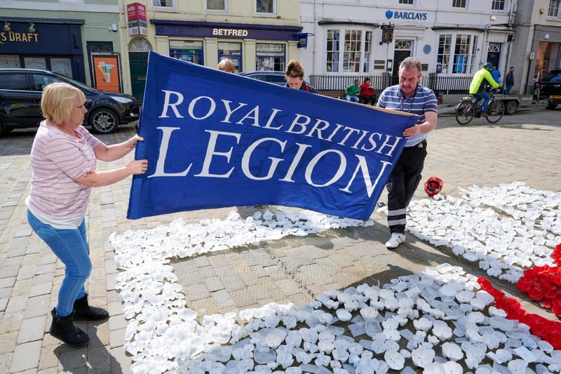 Royal British Legion members  joined Pontefract Civic Society and their decoration squad, as the display was set up