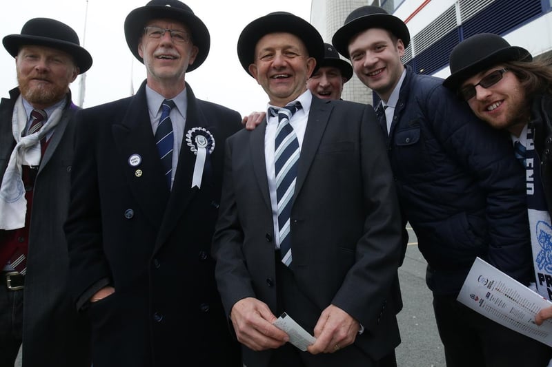 PNE fans outside Bolton's ground on Gentry Day