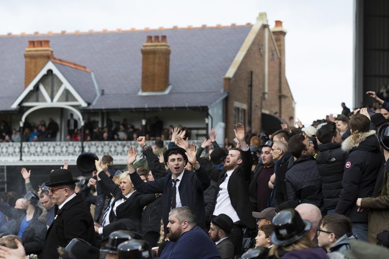 PNE supporters on Gentry Day at Fulham's Craven Cottage ground in 2017