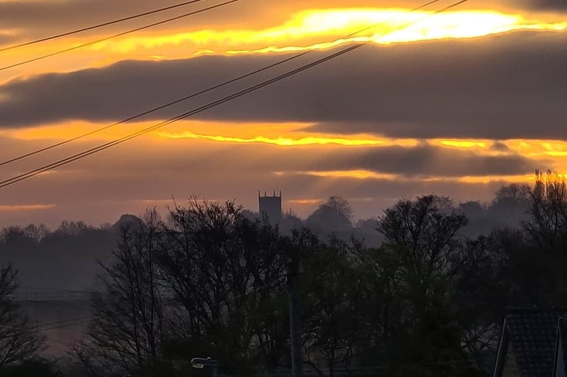 Nicola Lee got her timing perfect when she captured this photo of the sun setting over Crofton Church, as seen from Walton.
