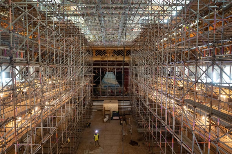 Miles of scaffolding was used during the project
