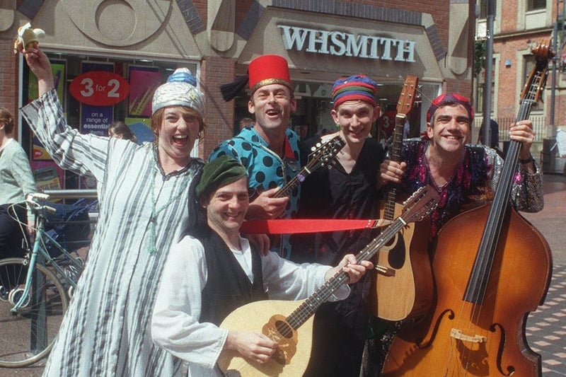 This is Cheb Huray who entertained city centre shoppers as part of the Rhythms of the City festival in August 1998.