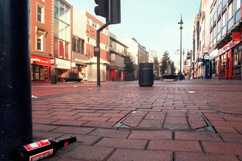The morning after the night before in January 1998. A deserted Briggate on New Year's Day.