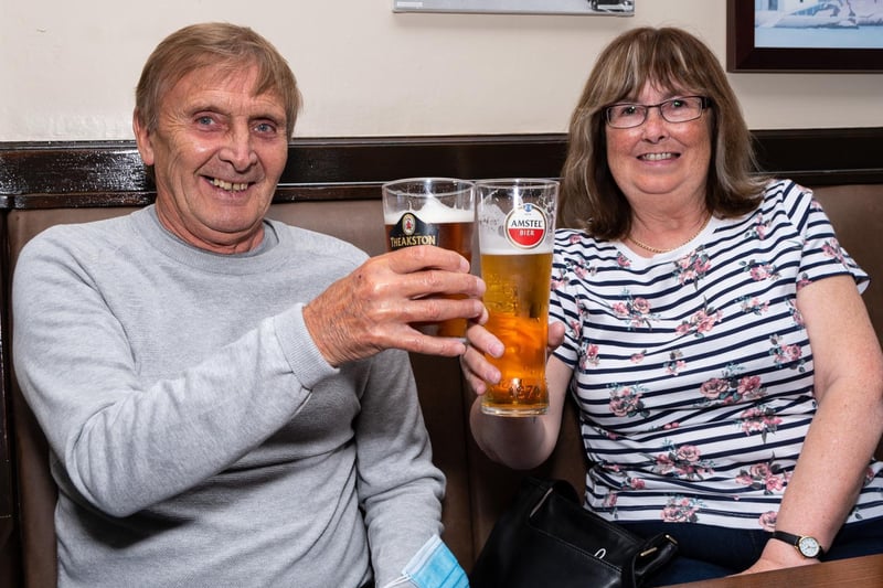 Vinnie and Myra settle in for a pint in The Pier.