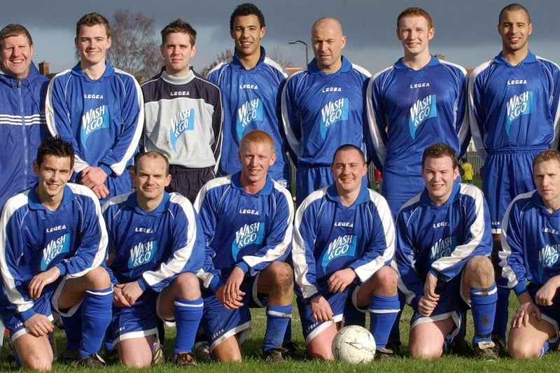 St. Gregory's Cross Gates. Manager Stephen Barrass, Mark Donnelly, Matt Prior, Ryan Harwood, John Dixon, Andy Cheetham, Carl Suna. Front: Paul Kollessof, Rob Welch, Paul Barton, Michael Scales, Martin Booth, Paul Goldthorpe.