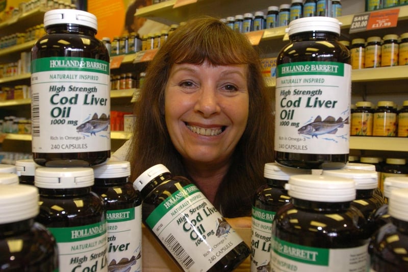 This is Madge Wood, manager at Holland and Barrett in Cross Gates, pictured with herbal remedies in August 2004.
