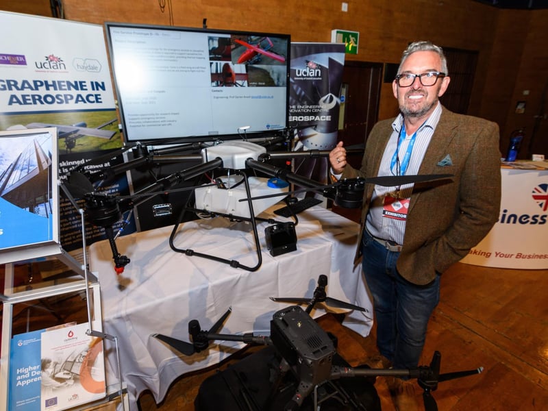 David Jones, drone pilot from UCLan at Lancashire Business Expo