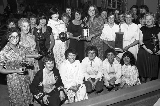RETRO 1979 - Wigan Greenalls Brewery Ladies Darts and Dominoes League presentation evening at Wigan Athletic supporters club.