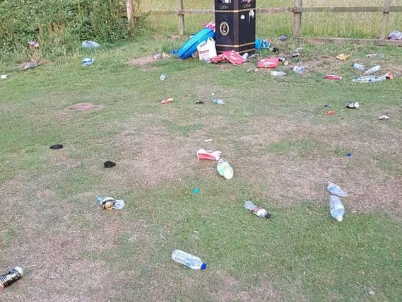 Litter was just left around the bin once it was full in Delapre. Photo: Northampton Neighbourhood Policing Team/Facebook.