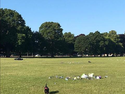 Rubbish can be seen abandoned across the whole of this part of Abington Park.