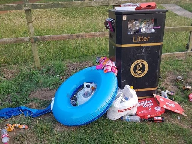 More rubbish left by the bin in Delpare after it became too full. Photo: Northampton Neighbourhood Policing Team/Facebook.