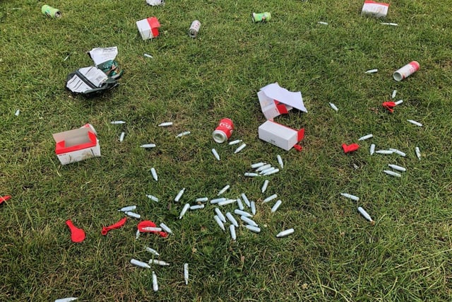 Laughing gas canisters were also an issue in Abington Park.