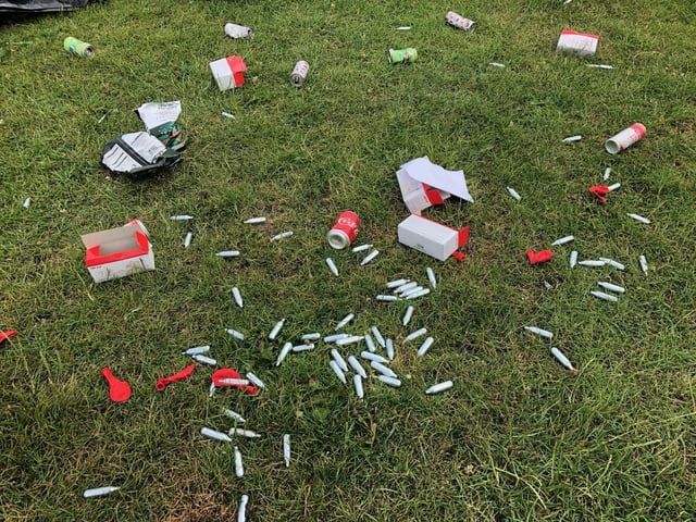 Laughing gas canisters were also an issue in Abington Park.