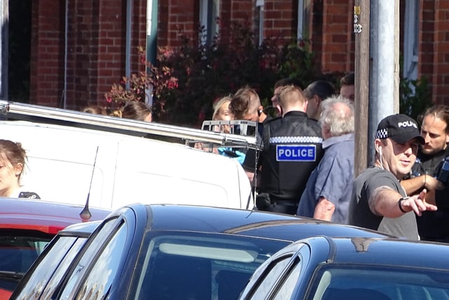 Police at the scene in Essex Road, Bognor