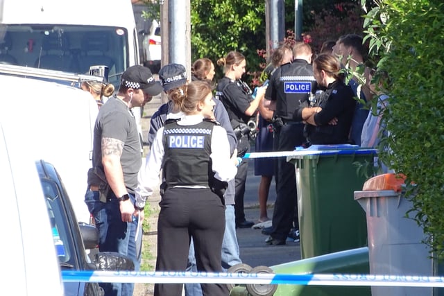 Police at the scene in Essex Road, Bognor