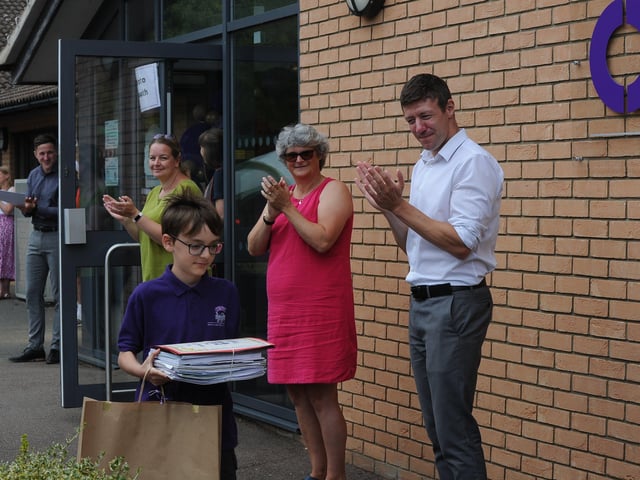 Year 6 leavers celebration drive through event at Orton Wistow primary school. EMN-200714-092842009