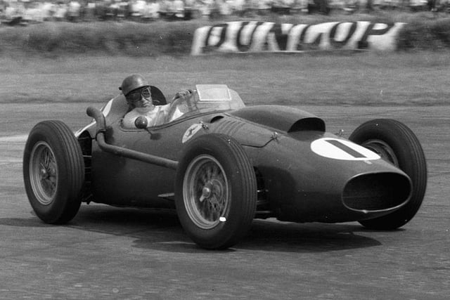 Peter Collins on his way to victory in a Scuderia Ferrari Dino 246 in 1958  but the British legend was tragically killed just two weeks later, aged 26, after a crash in the German Grand Prix at the Nurburgring. He was thrown from his car as it flipped in the air and hit a tree, sustaining critical head injuries.
