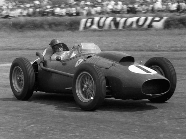 Peter Collins on his way to victory in a Scuderia Ferrari Dino 246 in 1958 but the British legend was tragically killed just two weeks later, aged 26, after a crash in the German Grand Prix at the Nurburgring. He was thrown from his car as it flipped in the air and hit a tree, sustaining critical head injuries.