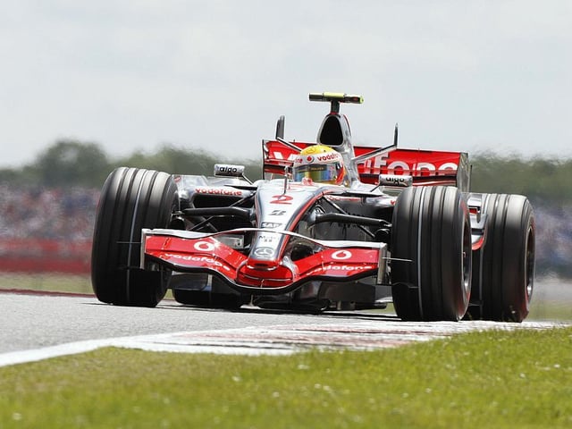 Lewis Hamilton has won the last six British Grands Prix  this was taken in qualifying on his way to pole position for his first for McLaren-Mercedes back in 2007. Kimi Raikkonen won in a Ferrari ahead of Nico Rosberg and Hamilton.