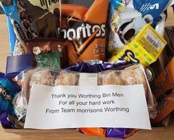 A box of goodies for Worthing refuse collectors