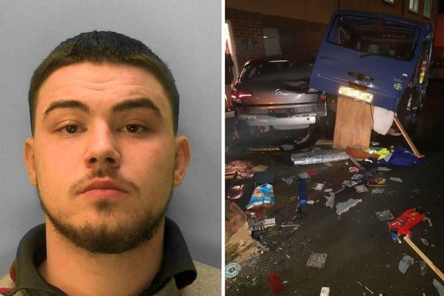Tyler Mighall, 21, of Little High Street in Shoreham, was jailed for 20 months after crashing into parked cars while under the influence of drink and drugs. Mighall was spotted travelling at speed and on the wrong side of the road in Brighton Road, Lancing, at about 1.25am on February 23 and pursued by police officers. He turned off his headlights in an attempt to escape, but crashed through a traffic island and bollard before crashing into three parked vehicles. He was arrested after running from the scene and charged with drink-driving, drug-driving, dangerous driving, failing to provide a specimen of breath for analysis, aggravated vehicle taking, failing to stop after a road traffic collision, driving with no insurance and possession of cannabis. He was jailed for 20 months, disqualified from driving for 46 months and ordered to pay a £146 victim surcharge.