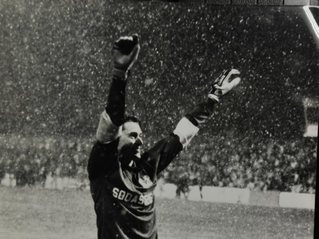 v Leeds (h), 1986. Earlier that season Posh had beaten Second Division Leeds United at London Road in a dramatic contest.
Full-back Martin Pike (pictured) was forced into goal for the final 10 minutes following an injury to John Turner and Leeds midfielder Scott Sellars was sent off as Posh clung onto a 1-0 lead given to them by Greig Shepherd.