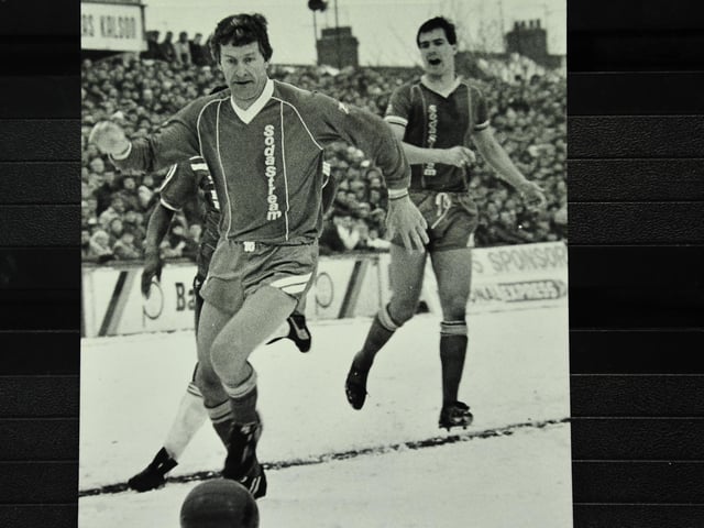 v Brighton (h), 1986. Football on snow, an Errington Kelly goal assisted by a block of ice and five minutes from a place in the sixth round for John Wile’s limited side. Posh drew 2-2 at home and lost the replay 1-0 to a Dean Saunders goal. Wile is pictured at a snowbound London Road.
